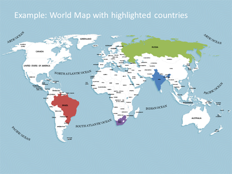Powerpoint World  on Editable Powerpoint World Map Kit   Map Templates With Continents